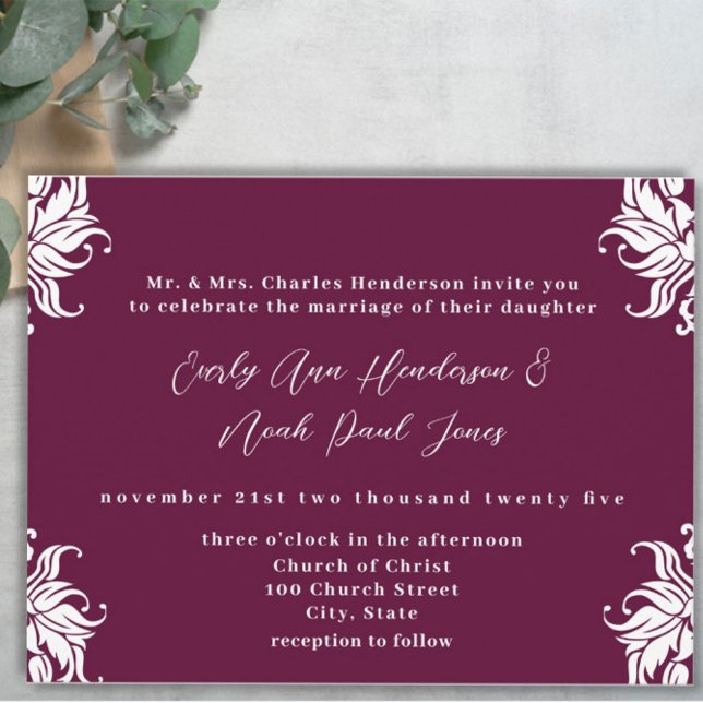 Pluma profunda de la invitación a la boda cristian (Subido por el creador)