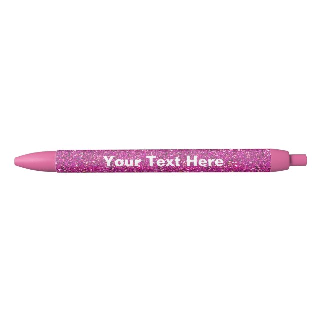Pluma purpurina rosa con texto personalizado perso (Anverso)