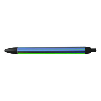 Pluma rayada azul, lima y amarilla