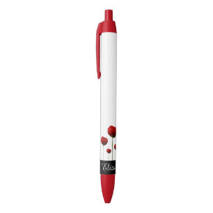 Pluma roja del nombre del estampado de plores de
