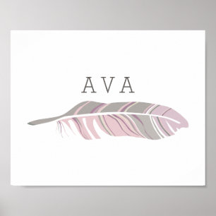 Pluma Rústica   Arte de Pared Personalizado de Nom