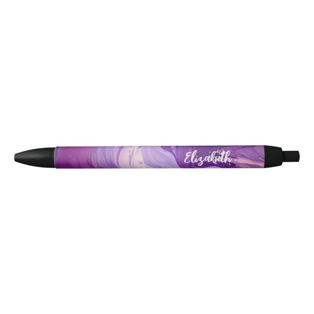 Pluma Swirl con tinta morada elegante personalizad (Anverso)