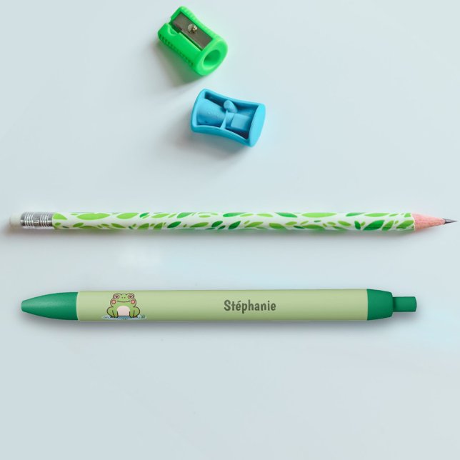 Pluma verde de rana fina (Cute Frog Green Pen)