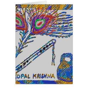 Pluma y flauta - liebre Krishna del pavo real