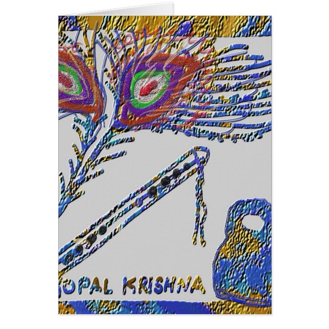 Pluma y flauta - liebre Krishna del pavo real (Frente)
