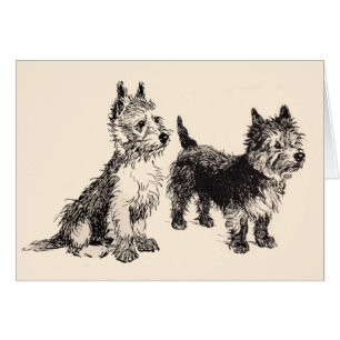 Pluma y tinta de la época de Cairn Terriers