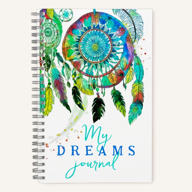 Plumaje atrapasueños Cool Blue Diario acuarela (Anverso)