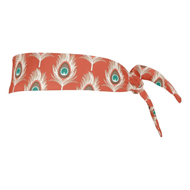 Plumas de pavo real, blancas en Naranja mandarín (Girar 90)