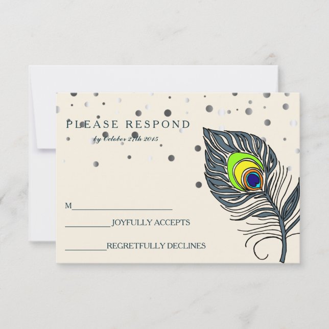 Plumas de Pavo Real con Purpurina Plateada RSVP (Anverso)