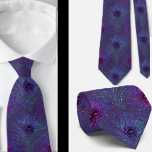 Plumas de pavo real Corbata de cuello azul púrpura