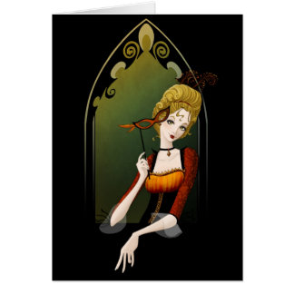 Plumas del oro, cordón negro - tarjeta