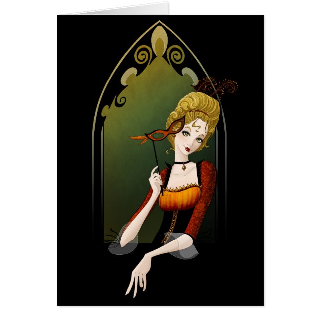 Plumas del oro, cordón negro - tarjeta (Frente)