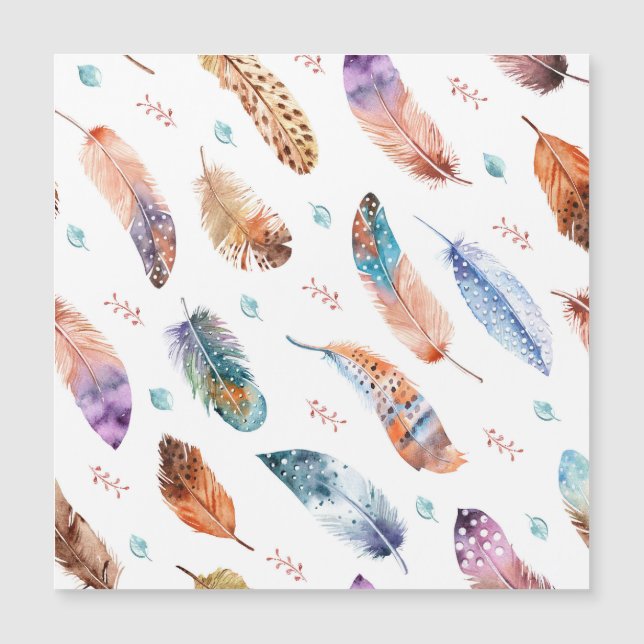 Plumas dibujadas a mano: Patrón de fondo blanco (Anverso)