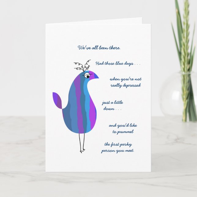 Plumas Divertidas - Tarjeta Sonriente para Olvidar (Anverso)