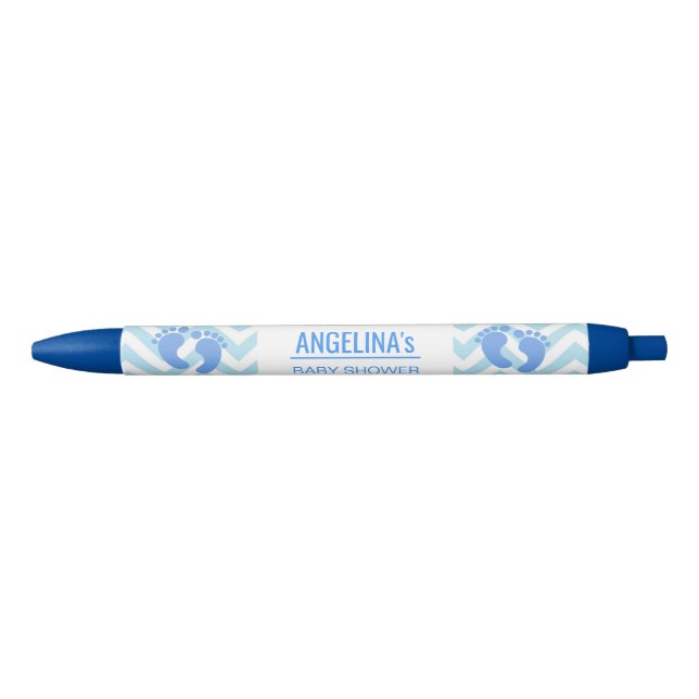Plumas personalizadas azul de Baby Shower del (Anverso)