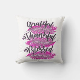 plumas rosas almohada agradecida bendecida