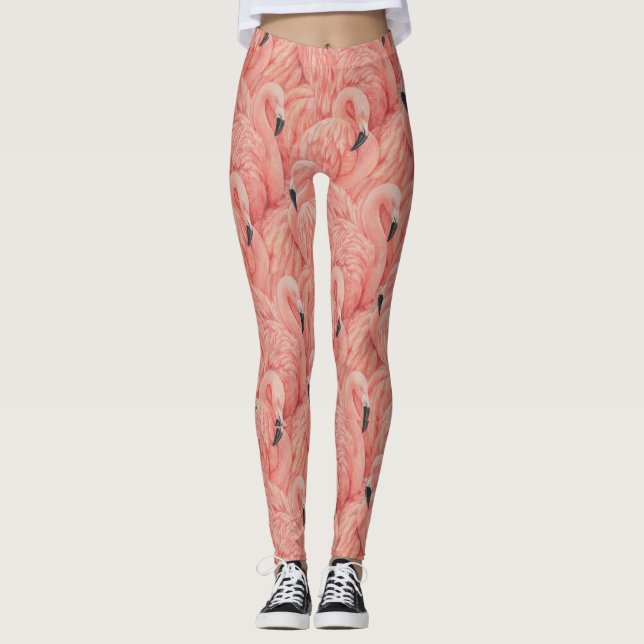 Plumas rosas flamingo leggings pantalones de yoga (Anverso)