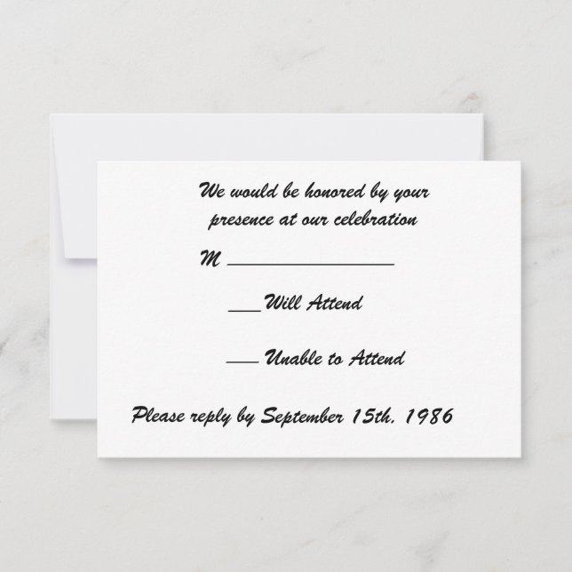 Plumas Verdes con RSVP de Boda Negra (Anverso)