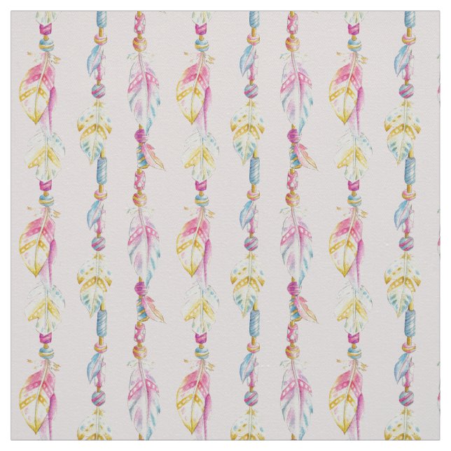 Plumas y abalorios tela acuarela (Retal)