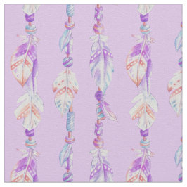 Plumas y cuentas acuarela arte tela púrpura