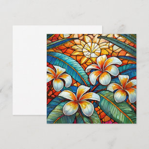 Plumeria de vidrio manchado sobre naranja