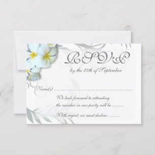 Plumeria Flourish RSVP Boda Tarjeta de Gabinete