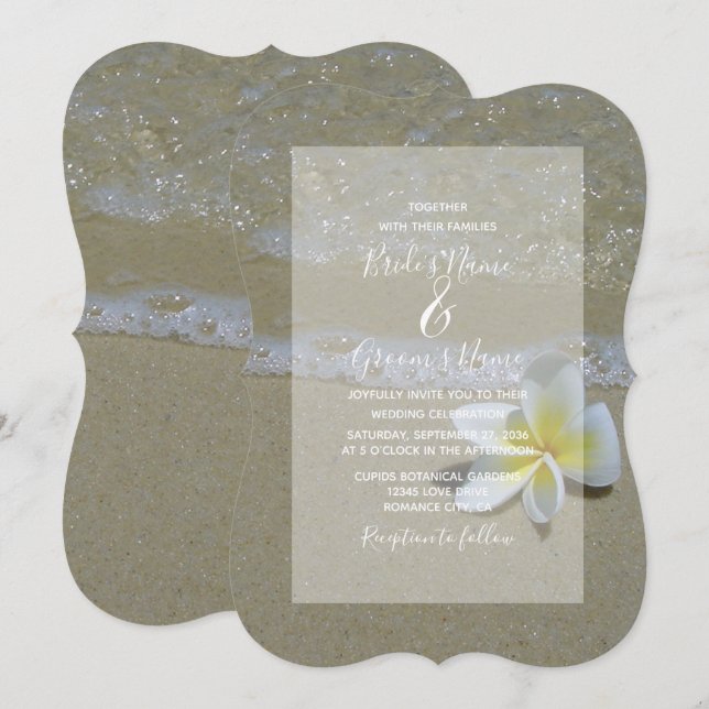 Plumeria Frangipani En Invitaciones A La Boda De A (Anverso / Reverso)