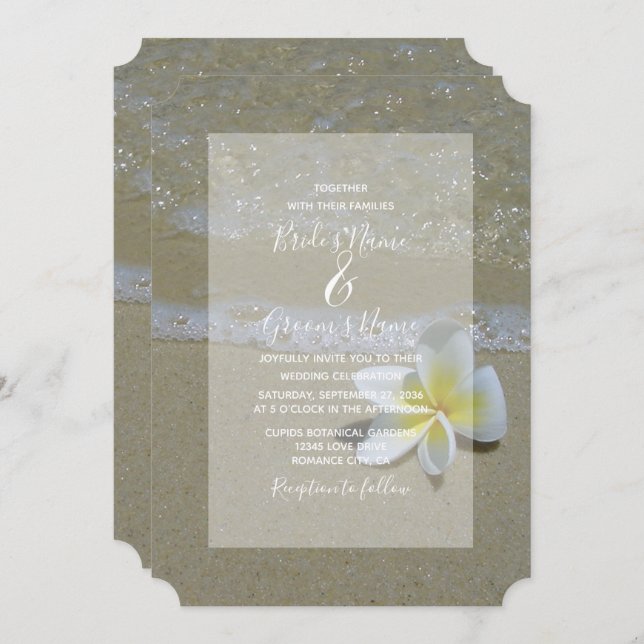 Plumeria Frangipani En Invitaciones A La Boda De A (Anverso / Reverso)