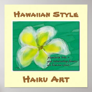Plumeria Haiku de estilo hawaiano Poster de arte