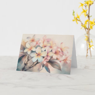 Plumeria rosa en la tarjeta de saludo del amanecer