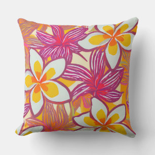 Plumeria tropical Hawaii almohada de lanzamiento