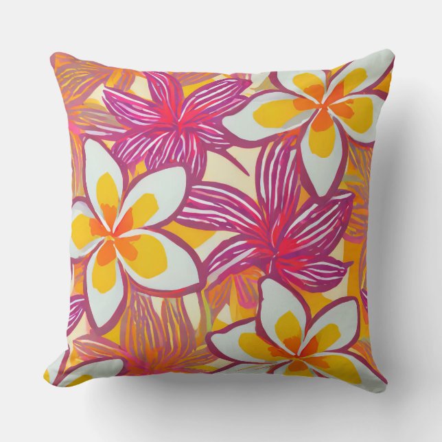 Plumeria tropical Hawaii almohada de lanzamiento (Anverso)