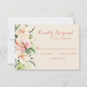 Plumeria tropical y Lily de Flamingo RSVP