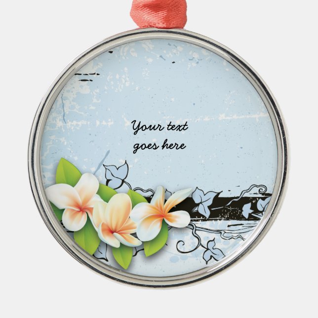 Plumeria vintage y adorno de yedra azul (Frente)