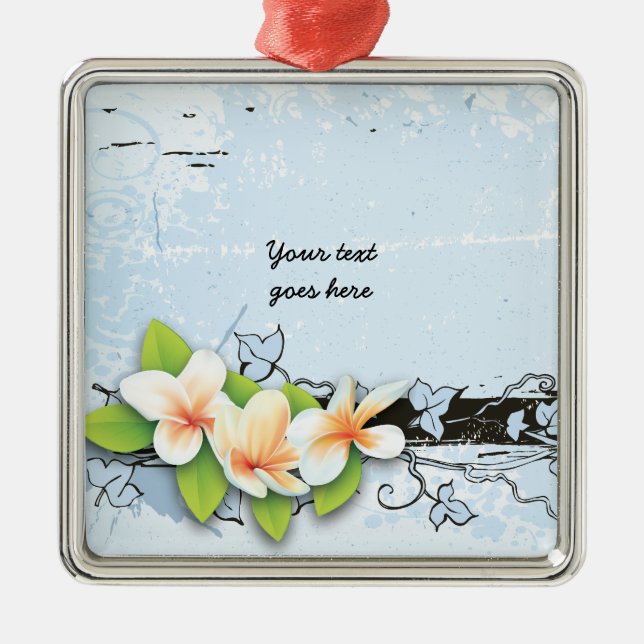 Plumeria vintage y adorno de yedra azul (Frente)