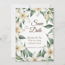 Plumeria Wedding Guardar la tarjeta de fecha