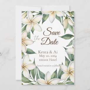 Plumeria Wedding Guardar la tarjeta de fecha