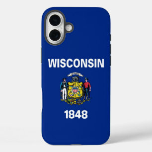 Plus Funda para Apple iPhone 16 Plus, bandera de Wiscon