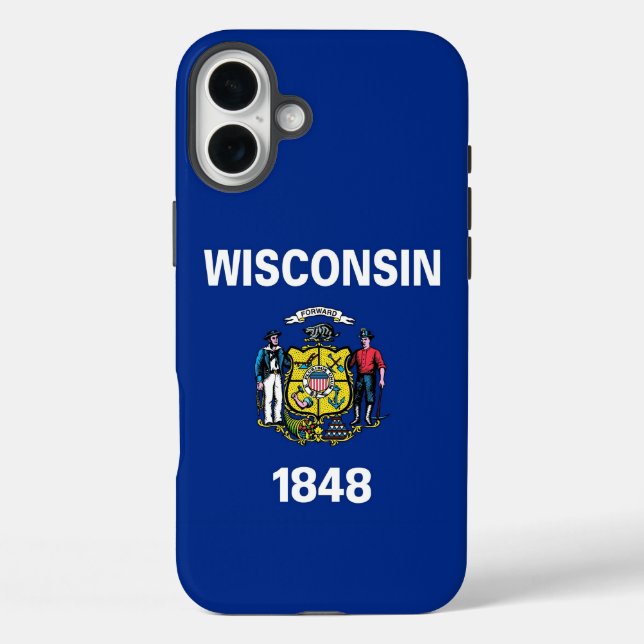 Plus Funda para Apple iPhone 16 Plus, bandera de Wiscon (Reverso )