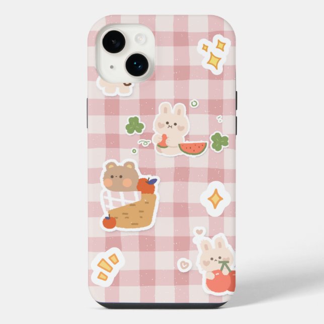 Plus Funda para iPhone 14 Pro Estética de Conejito y Os (Reverso)