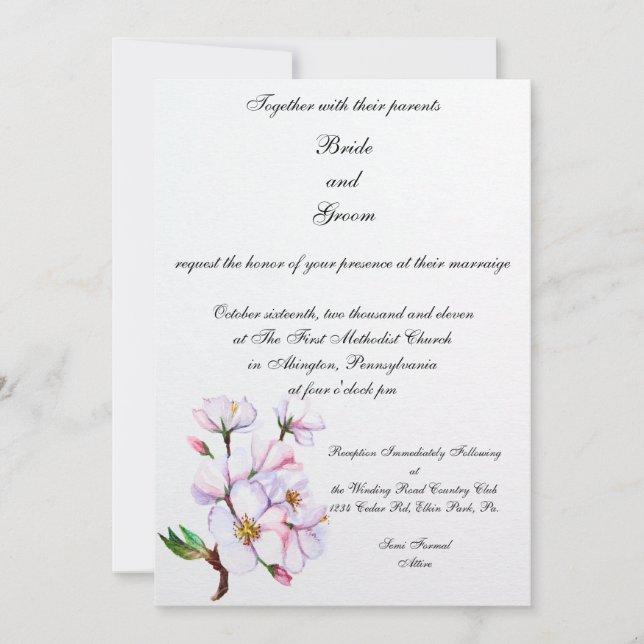 PMACarlson Cherry Blossom Wedding Invitación (Anverso)