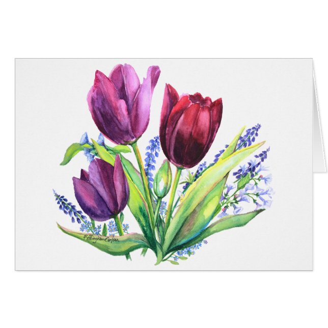 PMACarlson Tulips con Spring FlowersCard (Anverso (Horizontal))