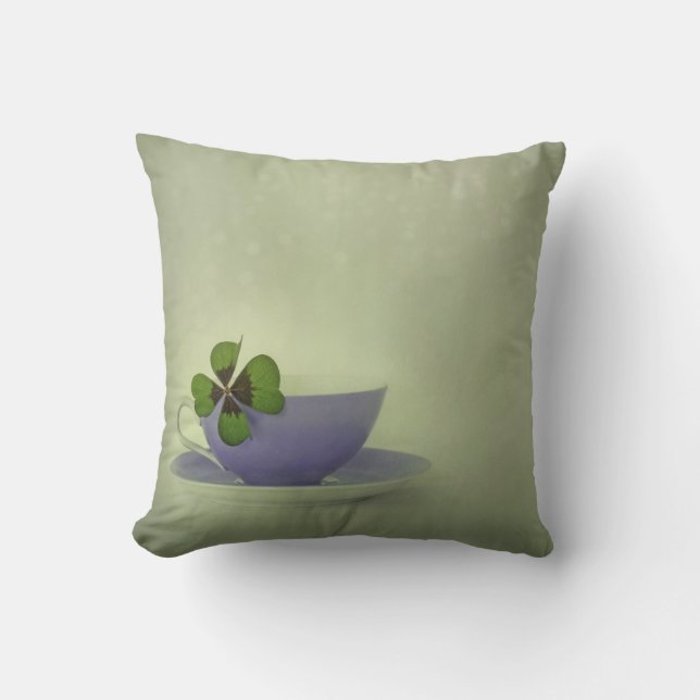 poca almohada de tiro de la suerte (trébol de (Anverso)