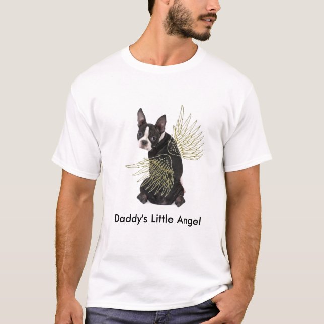 Poca camiseta del ángel de Boston Terrier del papá (Anverso)