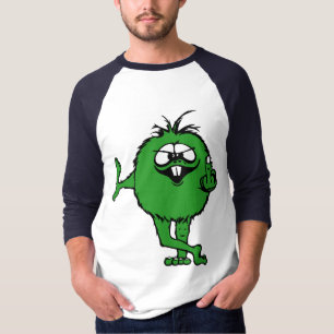 poca camiseta verde del individuo del dedo medio