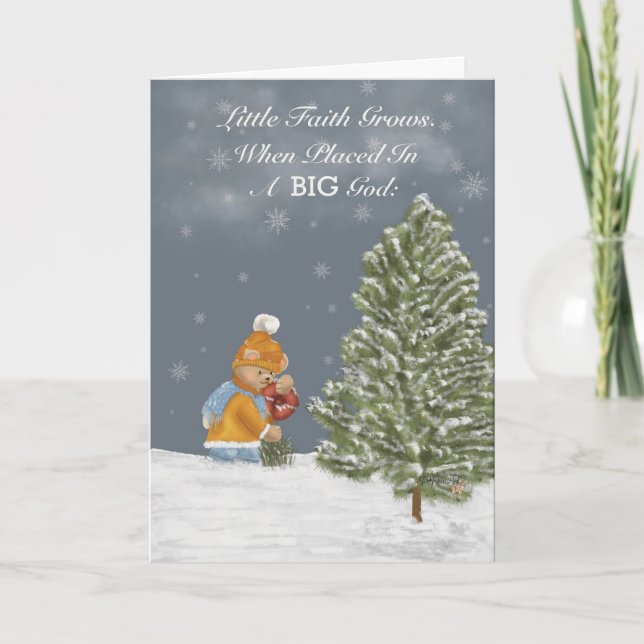"Poca Fe Creciente" – Tarjeta de Navidad por M. Ma (Anverso)