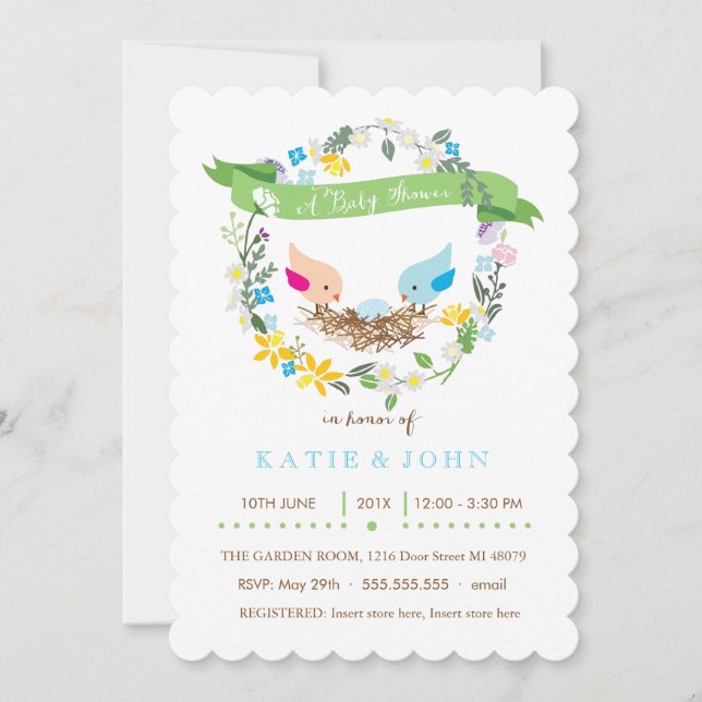 Poca invitación azul de Baby Shower del muchacho (Anverso)