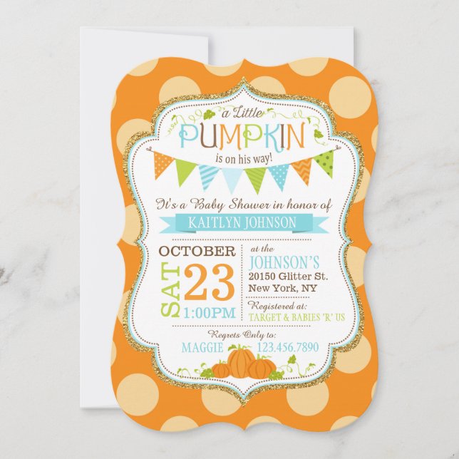 Poca invitación de Baby Shower de los lunares de (Anverso)