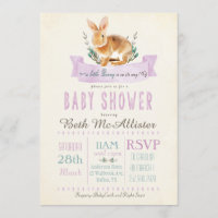 Poca invitación de Baby Shower del conejito