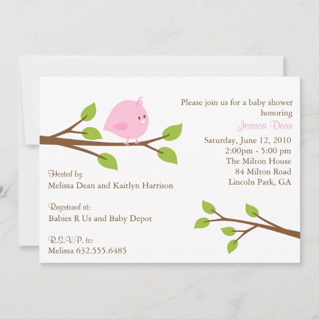 Poca invitación de la ducha de la niña del (Anverso)